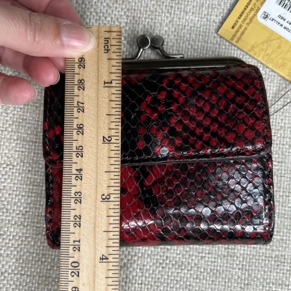 Patricia Nash NWT Astor Wallet Berry Red Italian Python Kiss Lock Cash Pocket